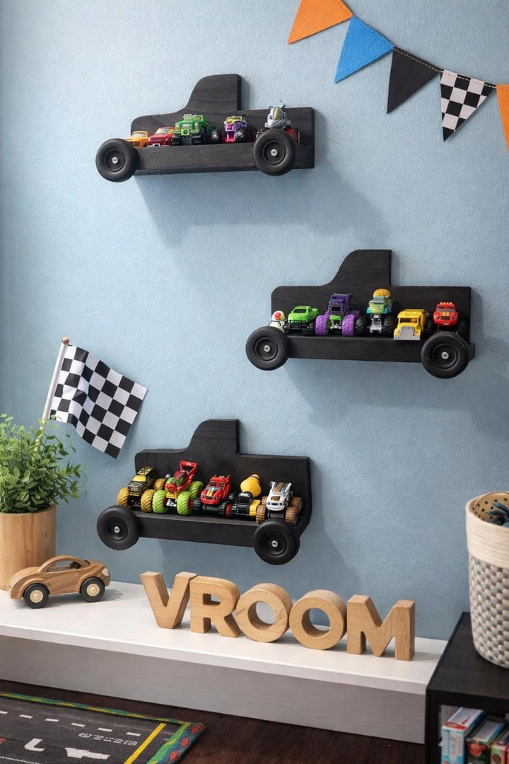 Monster Truck Wall Shelf For Kids Room Toy Display - Stumps Custom Wood