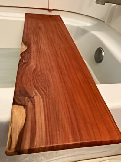 Padauk Wood Bath Tray | Handmade Exotic Wooden Bathtub Board - Stumps Custom Wood