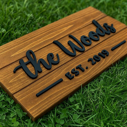 Personalized Family Name Sign: 3D Wood Lettering, Established Date - Stumps Custom Wood