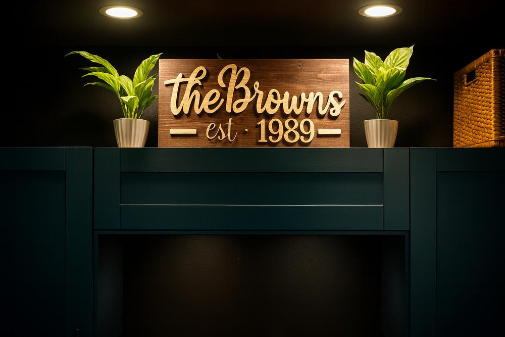 Personalized Family Name Sign: 3D Wood Lettering, Established Date - Stumps Custom Wood