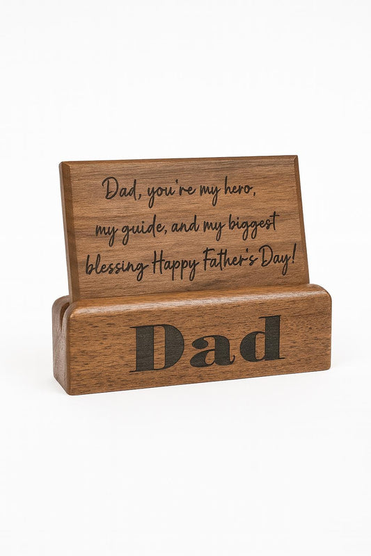 personalized Fathers Day card Keepsake Gift for Dad, Grandpa, Husband - Stumps Custom Wood