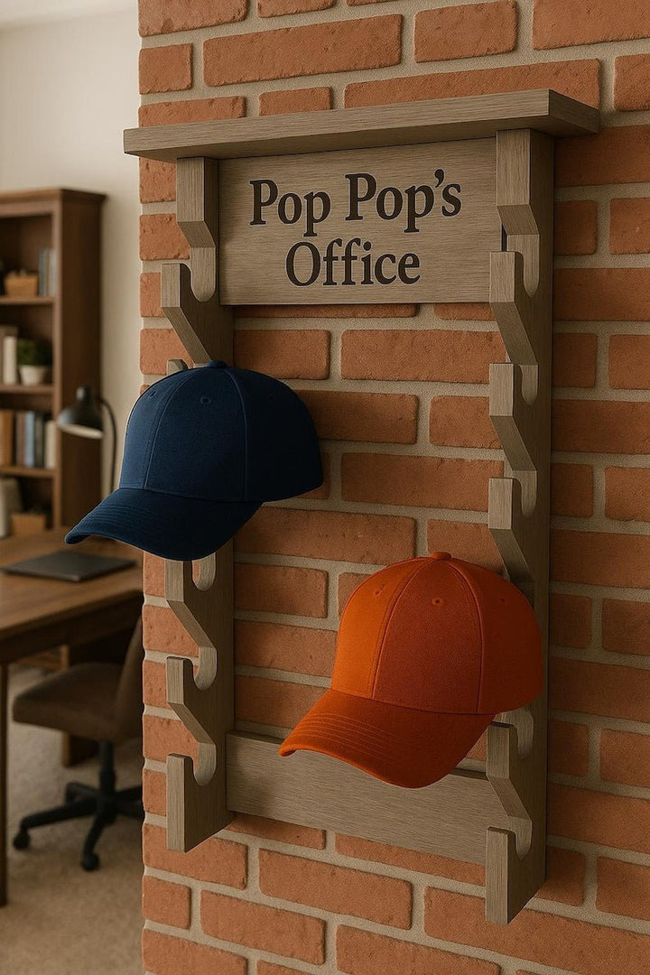 personalized hat organizer: Custom Mounted Hat Rack - Stumps Custom Wood