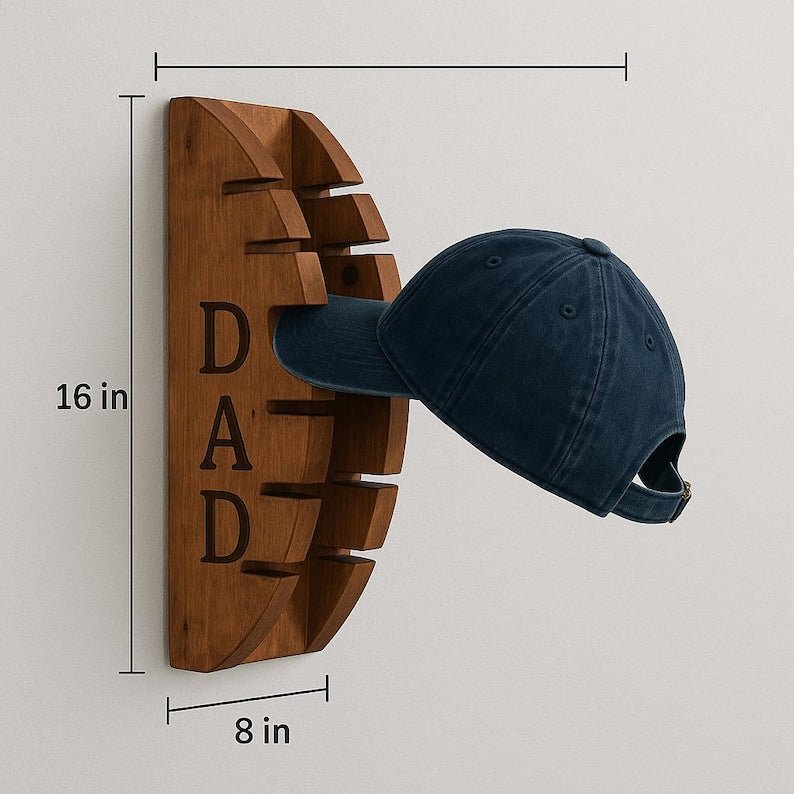personalized hat organizer Gift | Wood Wall Mounted Cap Storage - Stumps Custom Wood