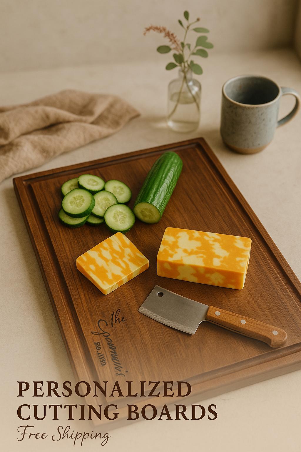 Personalized Oak Cutting Board: Engraved Wedding Charcuterie Board - Stumps Custom Wood