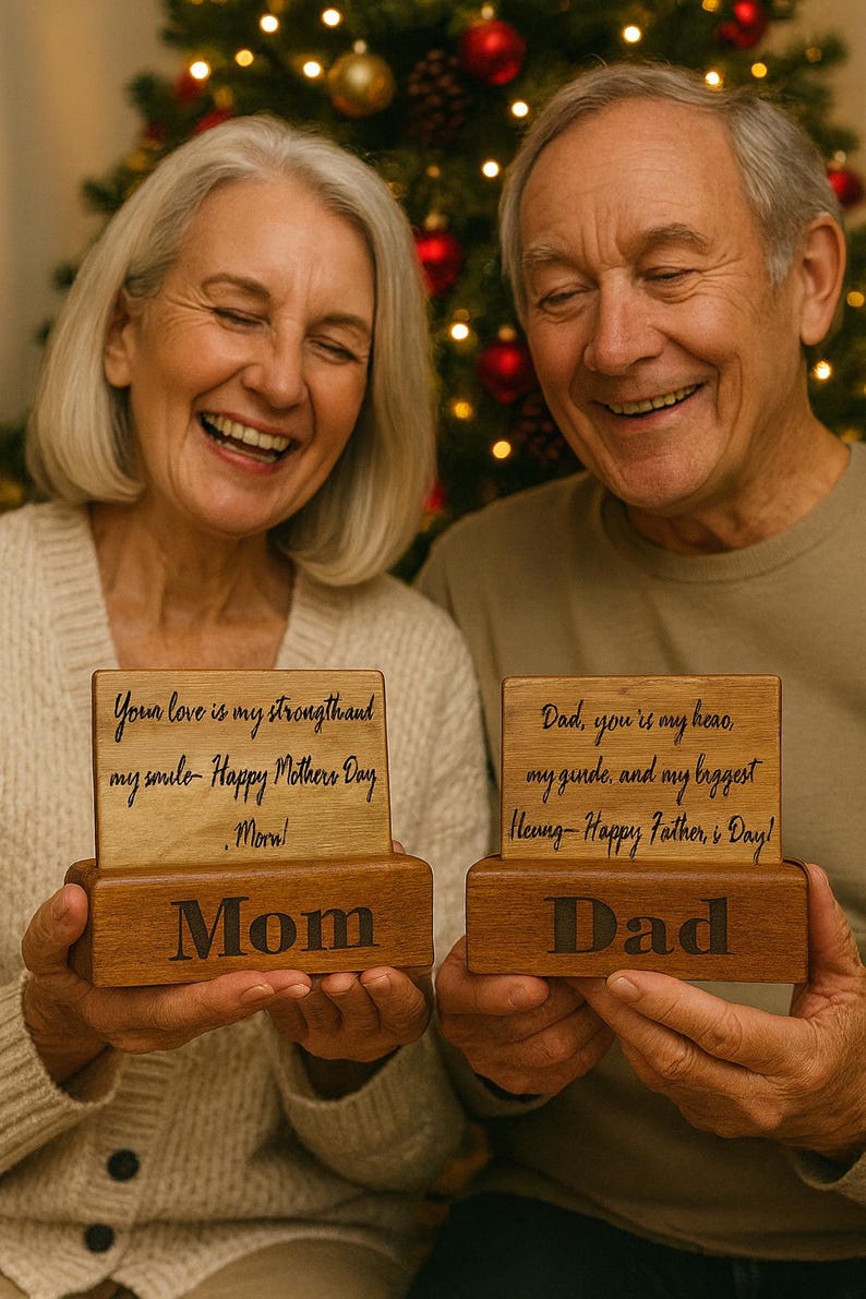 personalized wood Christmas card keepsake Personalized Unique Gifts - Stumps Custom Wood