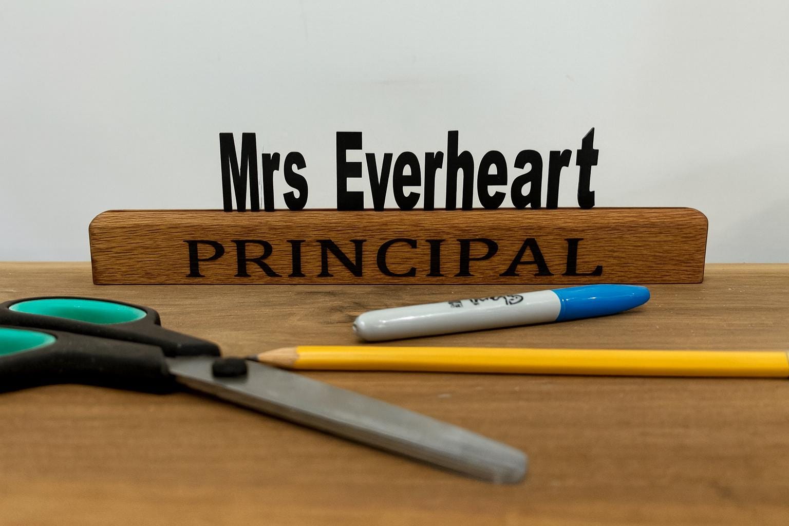 Personalized Wood Desk Name Plate: Custom Office Sign, Teacher Gift - Stumps Custom Wood