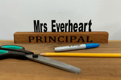 Personalized Wood Desk Name Plate: Custom Office Sign, Teacher Gift - Stumps Custom Wood