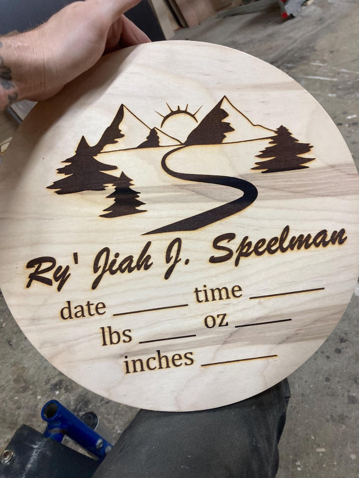 Personalized Wooden Baby Announcement Sign: Birth Stats Photo Prop - Stumps Custom Wood