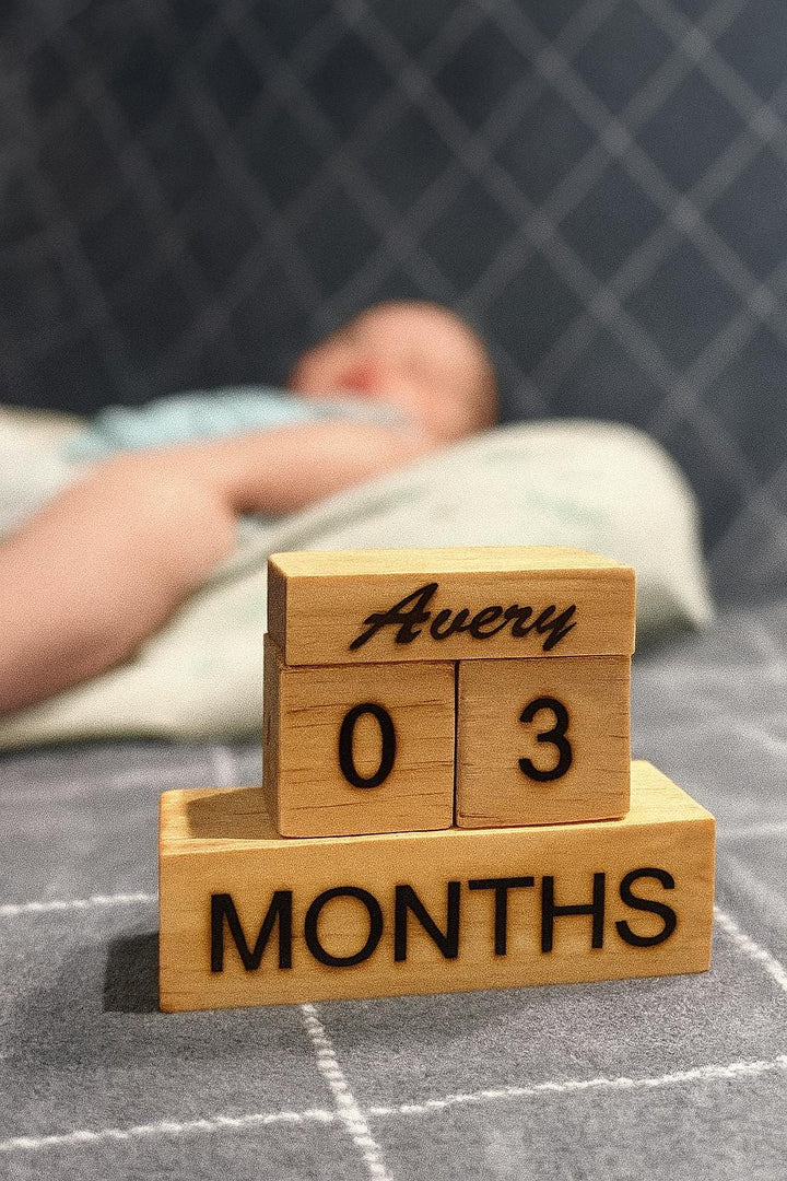 Personalized Wooden Milestone Blocks: Rustic Nursery Photo Props - Stumps Custom Wood