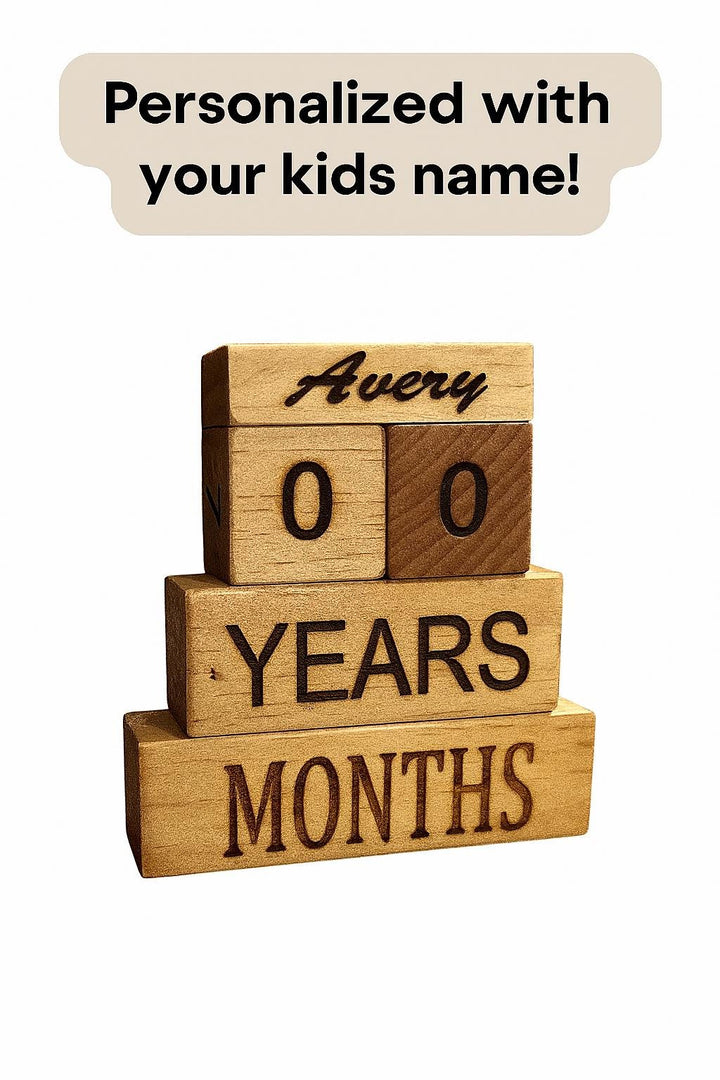 Personalized Wooden Milestone Blocks: Rustic Nursery Photo Props - Stumps Custom Wood