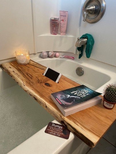 Pine Cherry Bathtub Tray | Handmade Live Edge Wooden Bath - Stumps Custom Wood