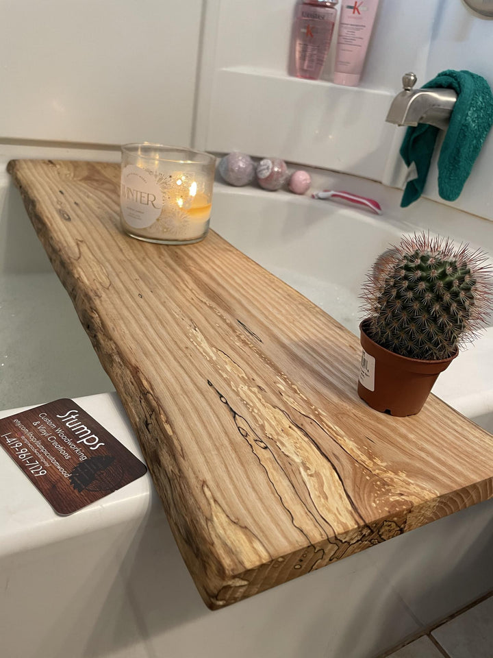 Pine Cherry Bathtub Tray | Handmade Live Edge Wooden Bath - Stumps Custom Wood