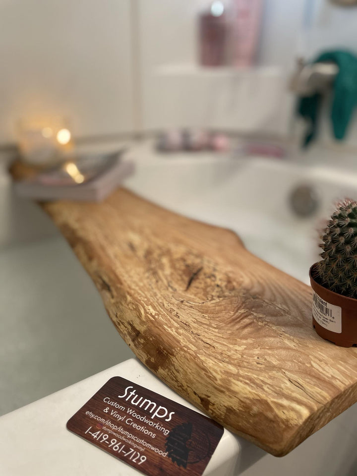 Pine Cherry Bathtub Tray | Handmade Live Edge Wooden Bath - Stumps Custom Wood