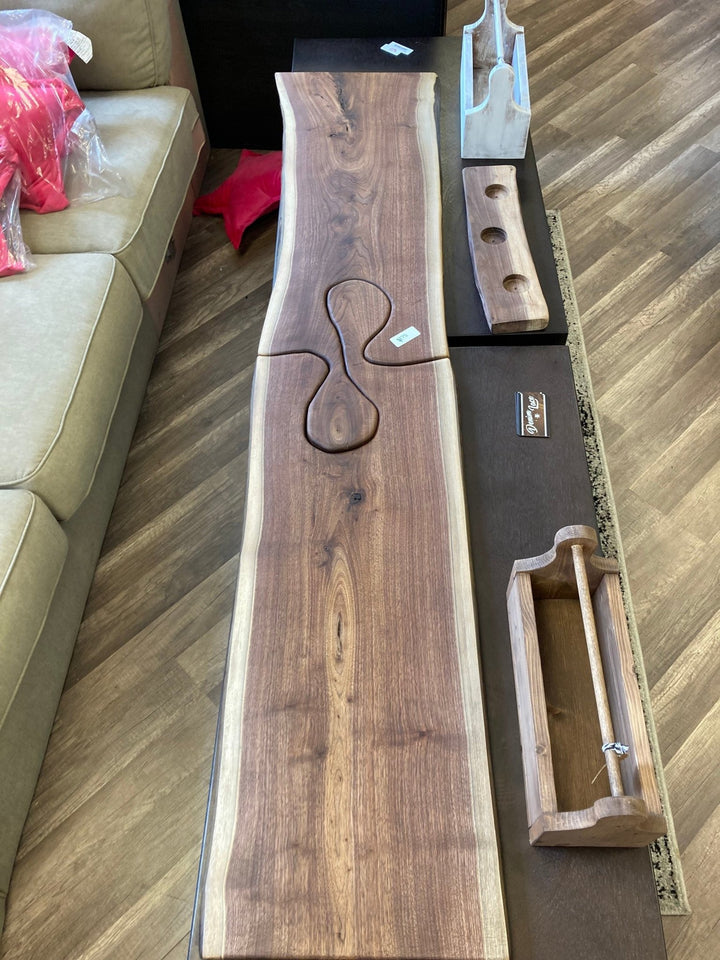 Puzzle Piece Black Walnut Charcuterie Board: XL Live Cutting Board - Stumps Custom Wood