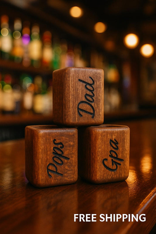 Redwood Shot Glass with Name | Custom Engraved Wood Shot Glass - Stumps Custom Wood