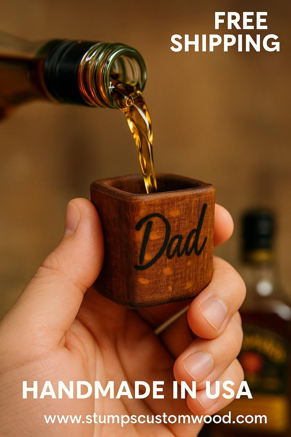 Redwood Shot Glass with Name | Custom Engraved Wood Shot Glass - Stumps Custom Wood