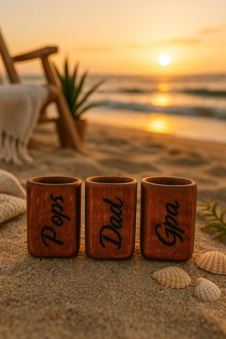 Redwood Shot Glass with Name | Custom Engraved Wood Shot Glass - Stumps Custom Wood