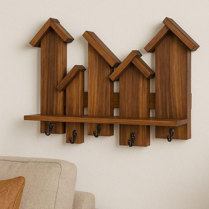 Rustic Birdhouse Wall Shelf | Handmade Wooden Coat Rack - Stumps Custom Wood