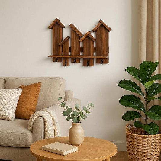 Rustic Birdhouse Wall Shelf | Handmade Wooden Coat Rack - Stumps Custom Wood