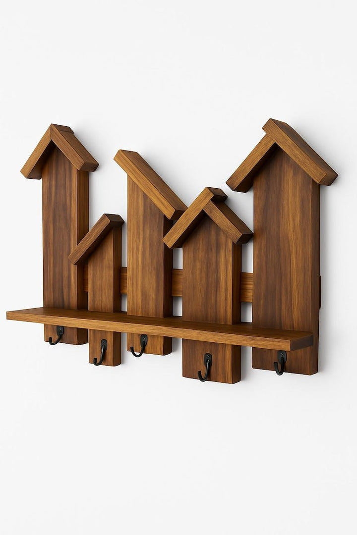 Rustic Birdhouse Wall Shelf | Handmade Wooden Coat Rack - Stumps Custom Wood
