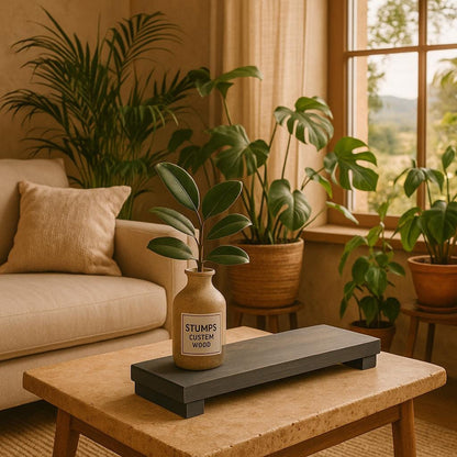 Rustic Wood Table Riser: Farmhouse Candle & Plant Display - Stumps Custom Wood