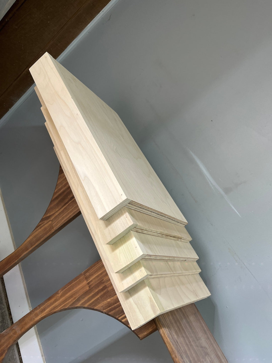 (Set of 5) Wire Shelf Covers 18.125” x 12” deep Stained Natural (Clearance) - Stumps Custom Wood