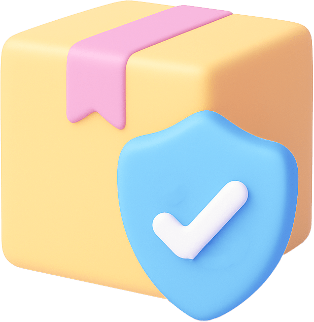 Shipping insurance protection for your order with a secure package icon.