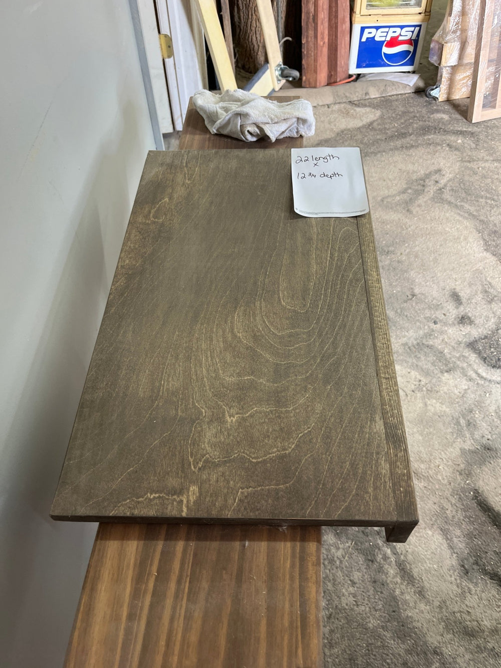 Single Wire Shelf Cover 22” x 12” deep Stained Dark Walnut (Clearance) - Stumps Custom Wood