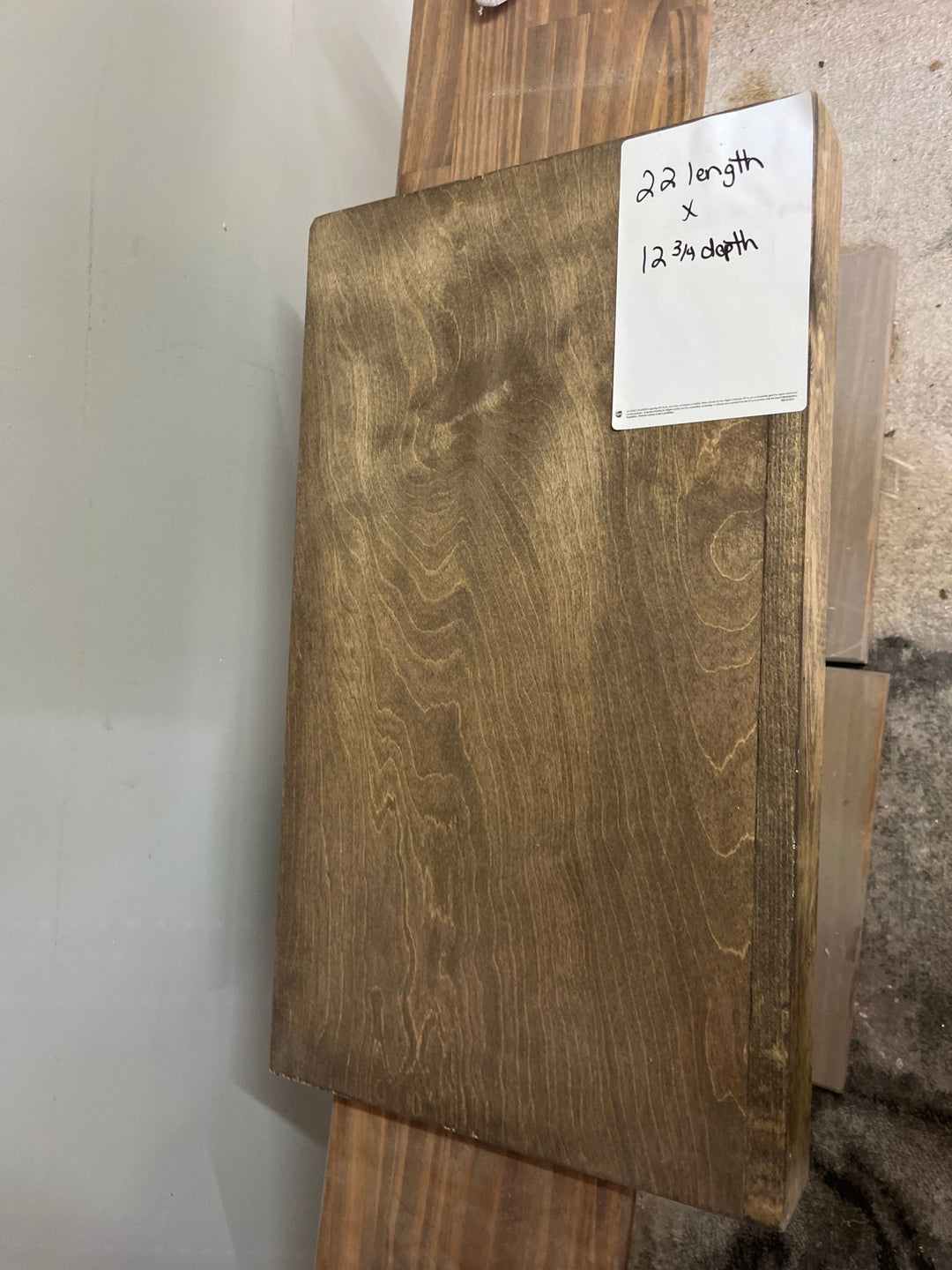 Single Wire Shelf Cover 22” x 12” deep Stained Dark Walnut (Clearance) - Stumps Custom Wood