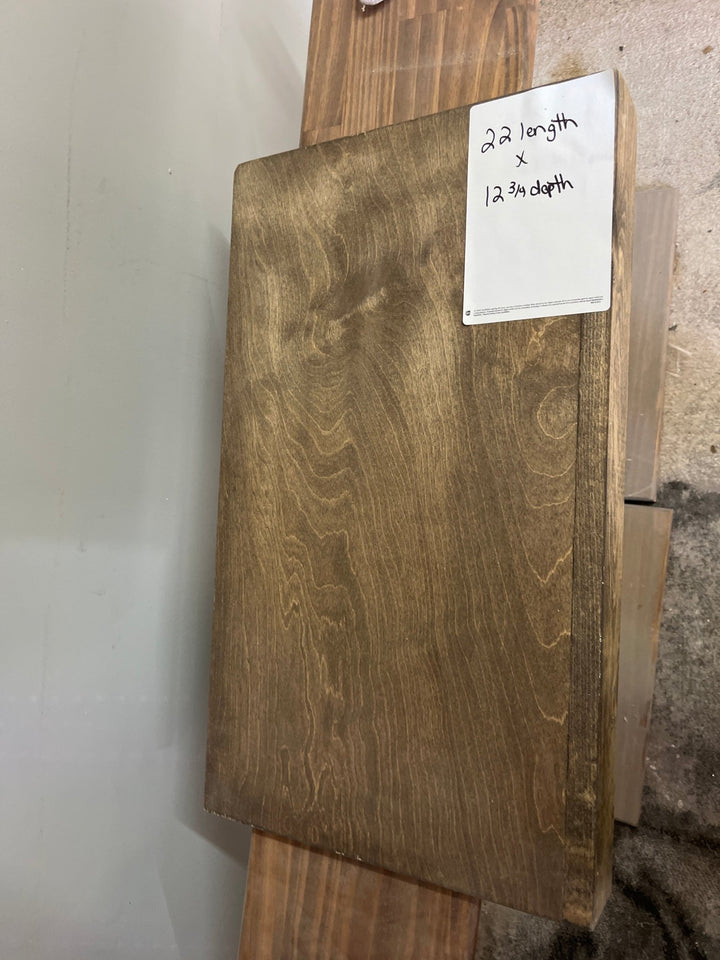 Single Wire Shelf Cover 22” x 12” deep Stained Dark Walnut (Clearance) - Stumps Custom Wood