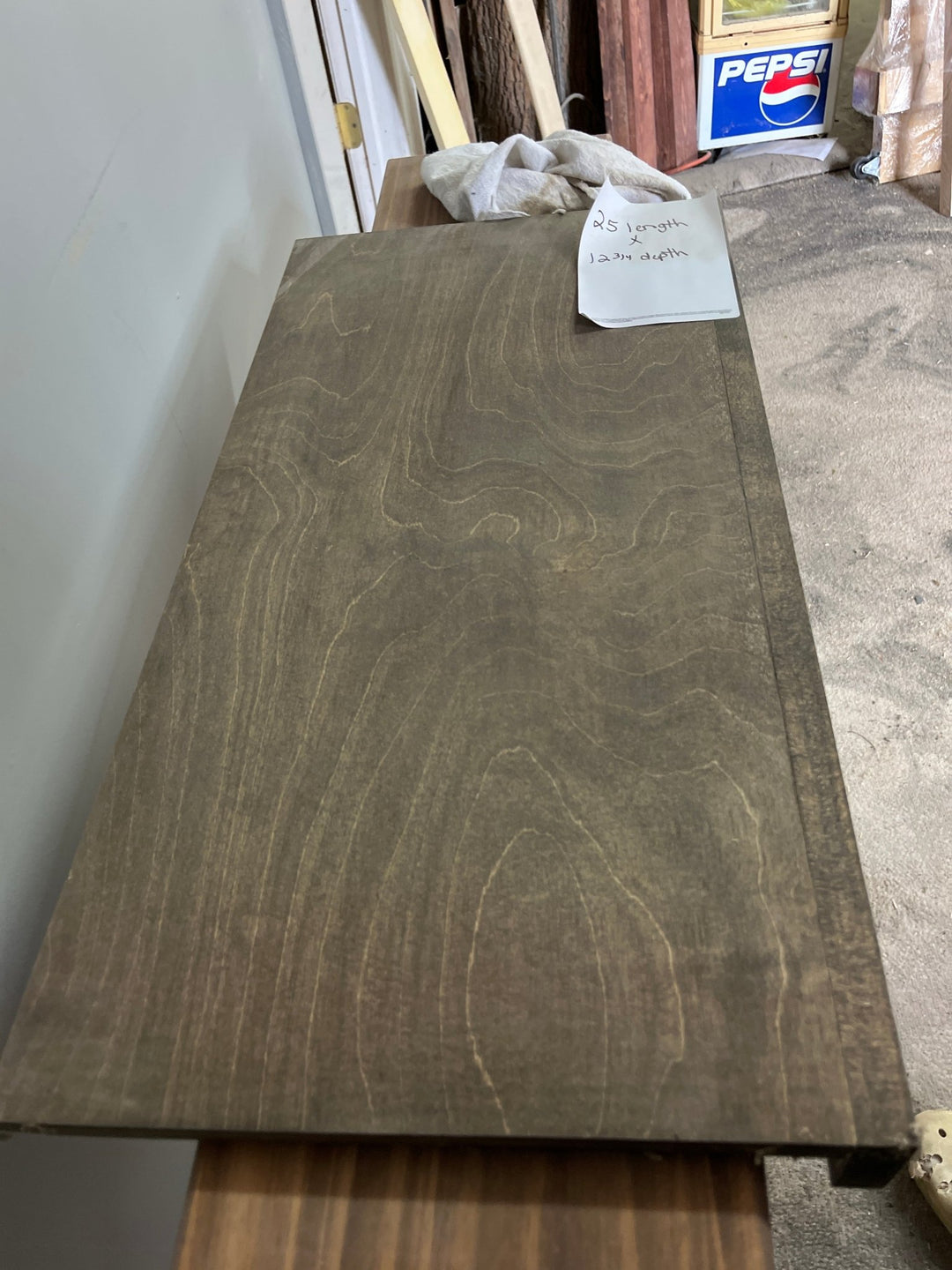 Single Wire Shelf Cover 25” x 12” deep Stained Dark Walnut (Clearance) - Stumps Custom Wood