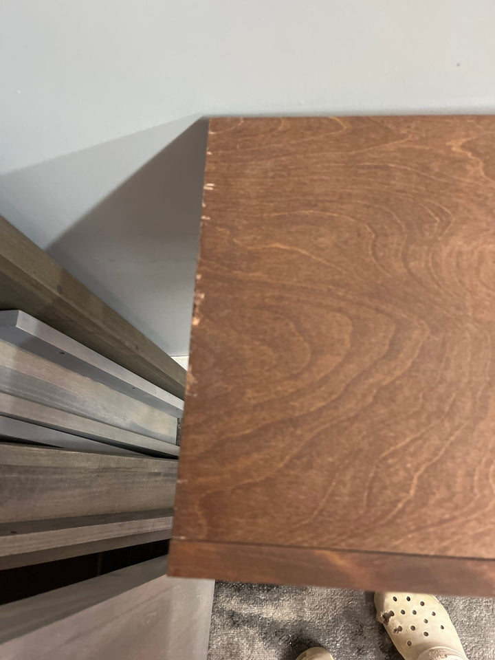 Single Wire Shelf Cover 43” x 12” deep Stained Dark Walnut (Clearance) - Stumps Custom Wood