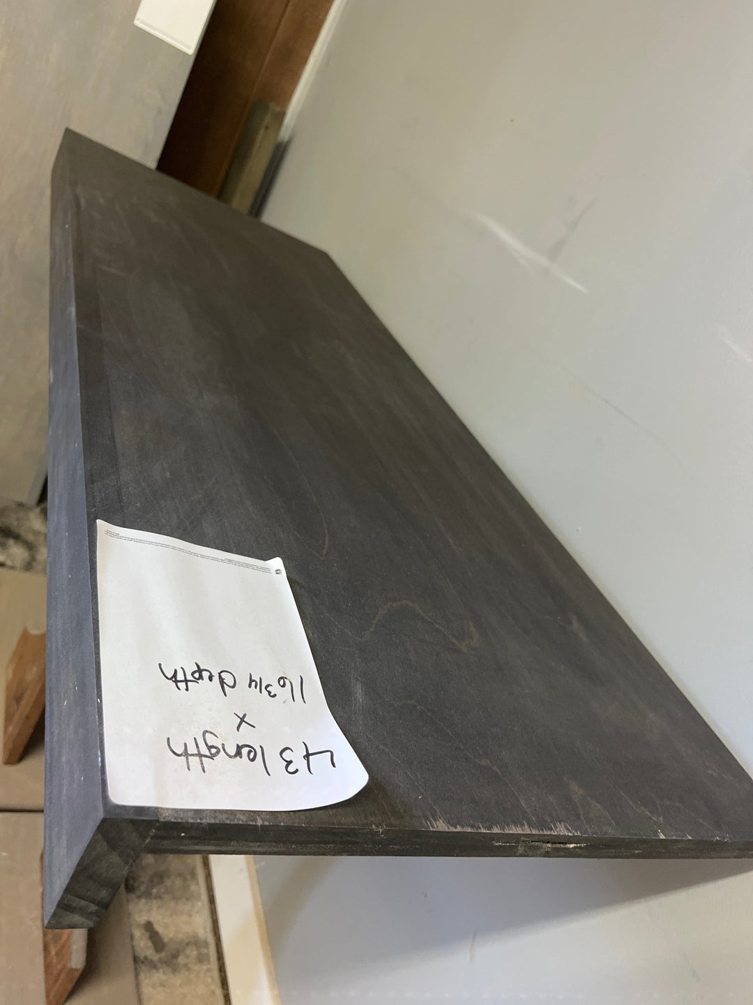 Single Wire Shelf Cover 43” x 16” deep Stained True Black (Clearance) - Stumps Custom Wood