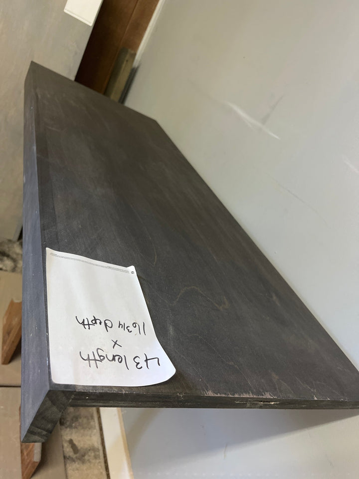 Single Wire Shelf Cover 43” x 16” deep Stained True Black (Clearance) - Stumps Custom Wood