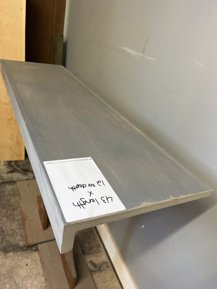 Single Wire Shelf Cover 47” x 12” deep Stained Weathered Grey (Clearance) - Stumps Custom Wood