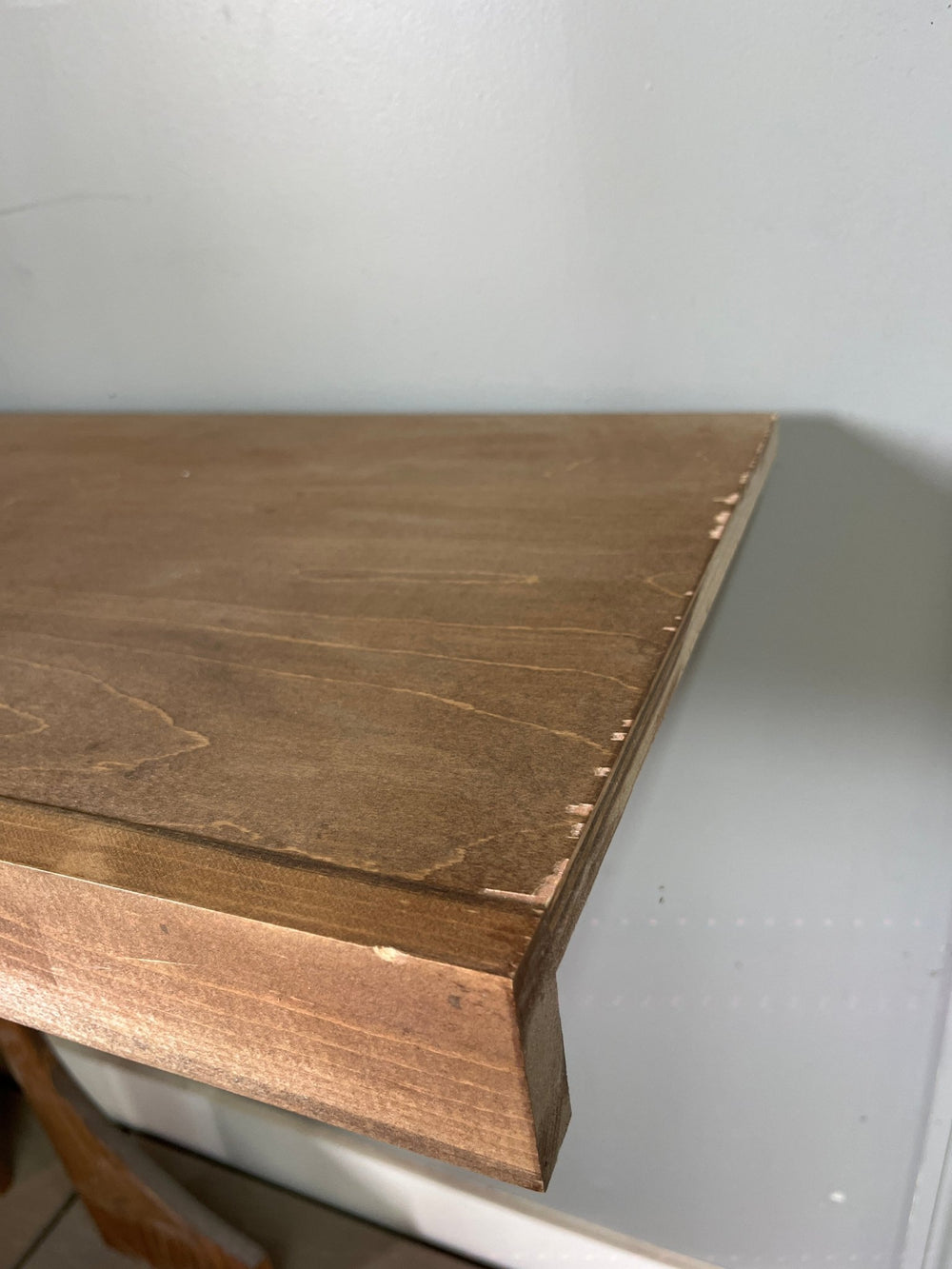 Single Wire Shelf Cover 50” x 12” deep Stained English Chestnut (Clearance) - Stumps Custom Wood