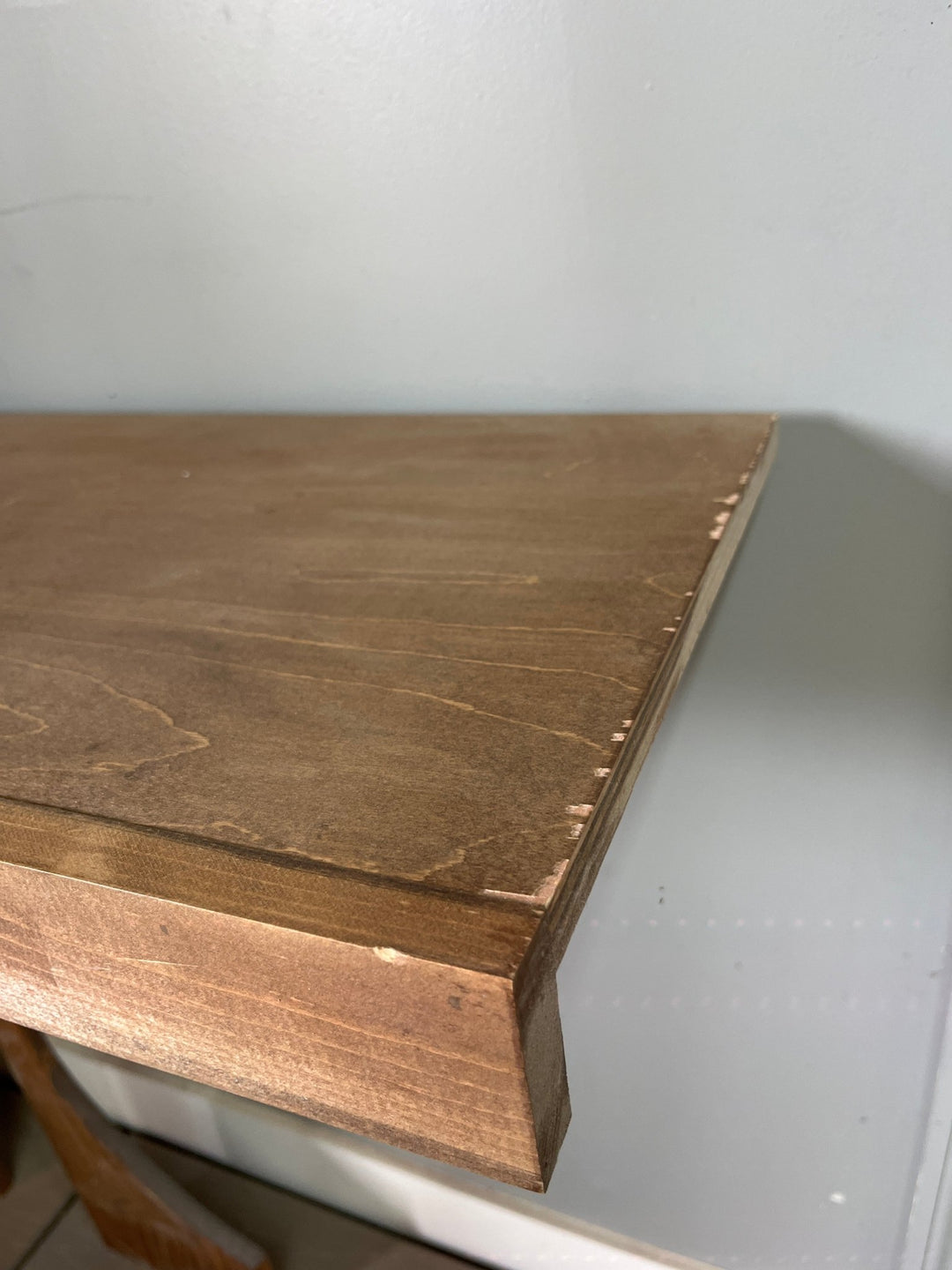 Single Wire Shelf Cover 50” x 12” deep Stained English Chestnut (Clearance) - Stumps Custom Wood