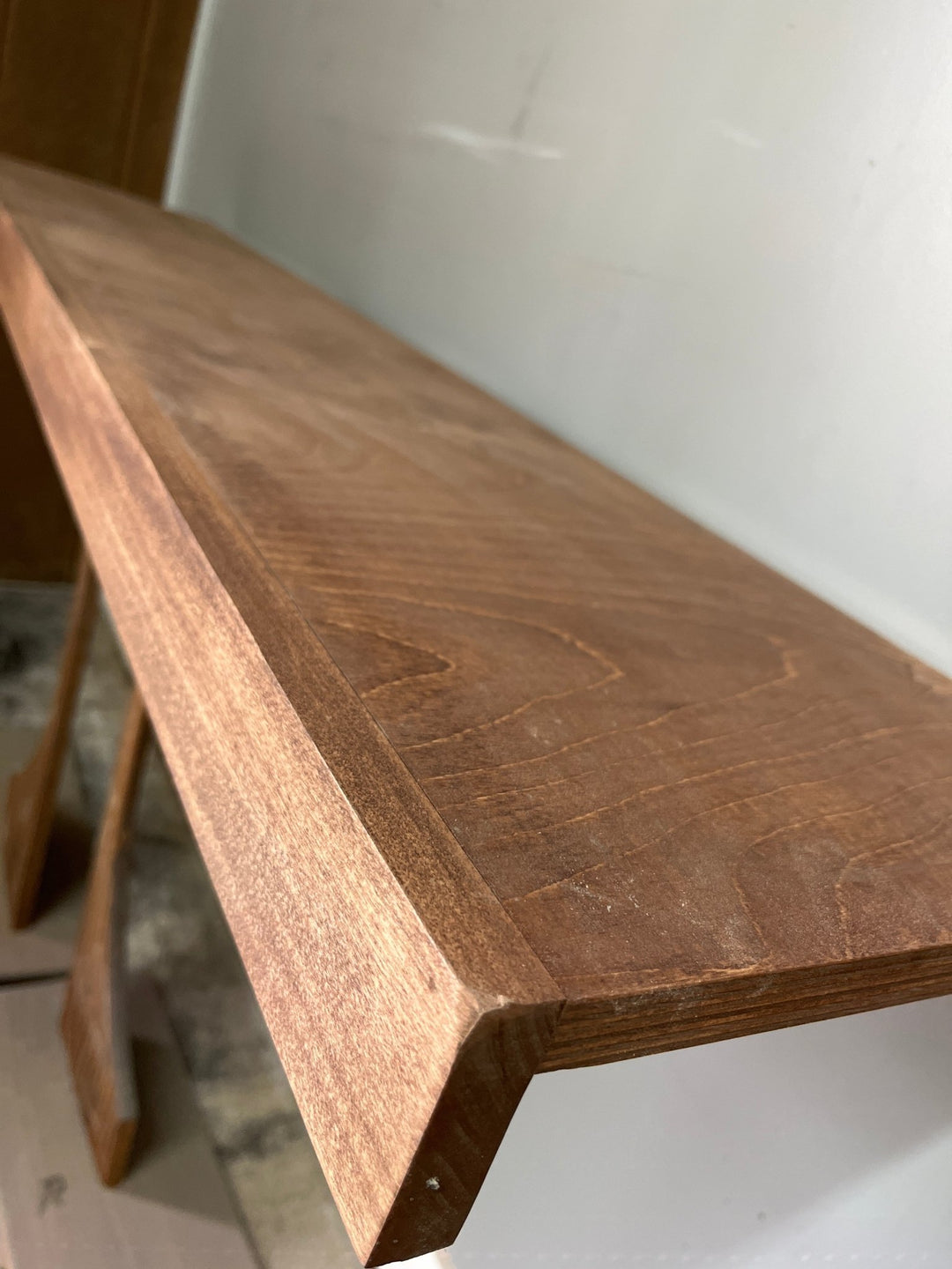 Single Wire Shelf Cover 58” x 12” deep Stained Red Mahogany (Clearance) - Stumps Custom Wood