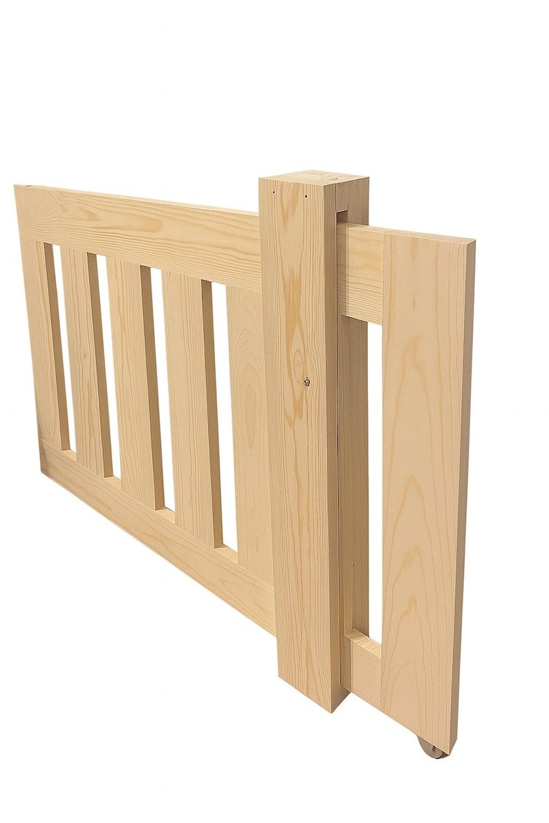 Custom Wooden Safety Gate displayed in a minimalist style, perfect for indoor pet barrier and room-to-room control.