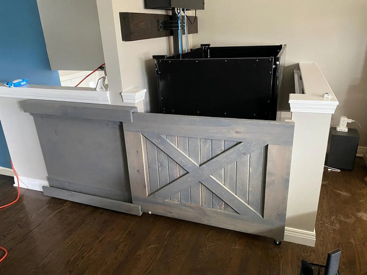 Solid Sliding Pocket Gate – Custom Interior Pet &amp; Baby Room Divider - Stumps Custom Wood