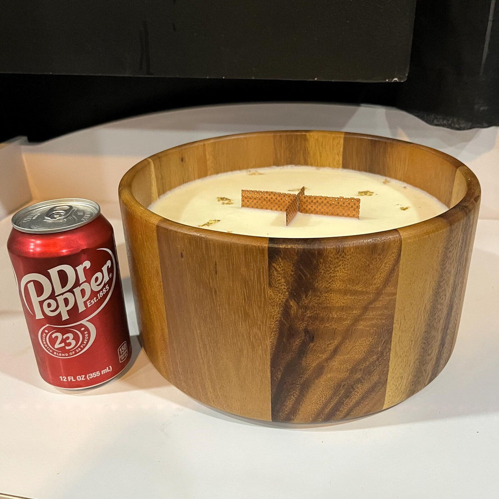 The Big A Luxury Candle 10 lb / 4.5kg Oversized Wood Bowl Candle, Strong Scented Statement Candle, Luxury Home Fragrance Gift - Stumps Custom Wood