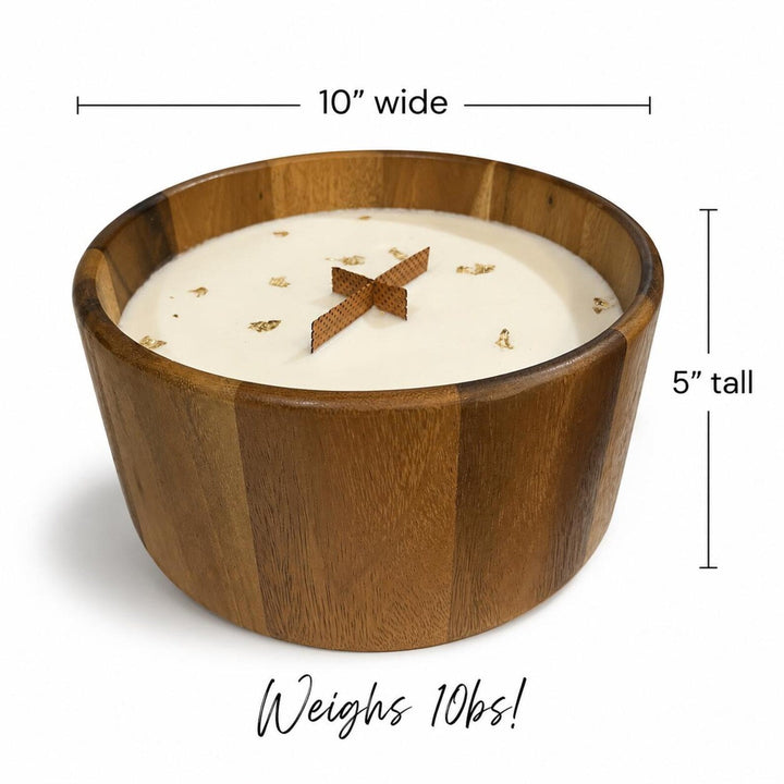 The Big A Luxury Candle 10 lb / 4.5kg Oversized Wood Bowl Candle, Strong Scented Statement Candle, Luxury Home Fragrance Gift - Stumps Custom Wood