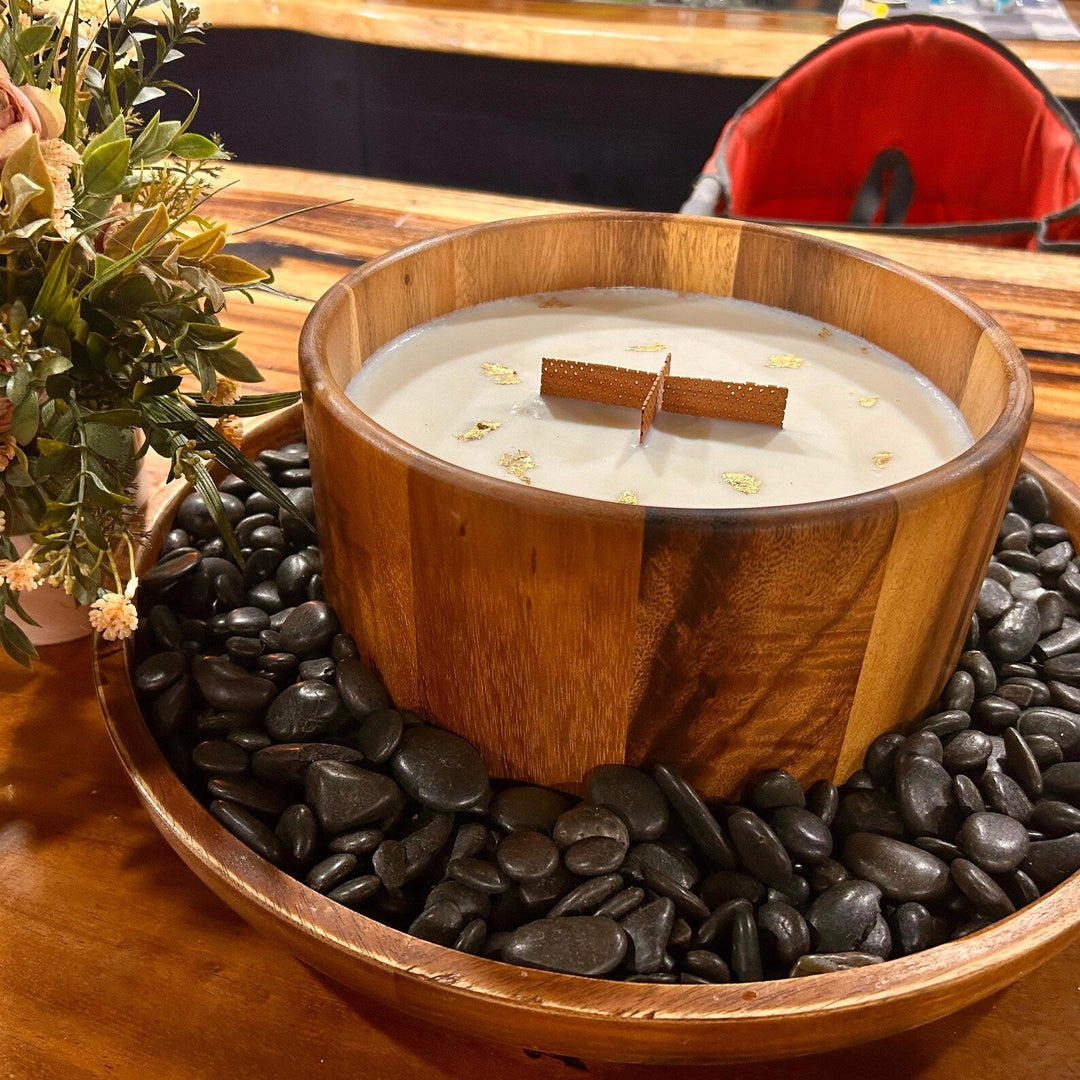 The Big A Luxury Candle 10 lb / 4.5kg Oversized Wood Bowl Candle, Strong Scented Statement Candle, Luxury Home Fragrance Gift - Stumps Custom Wood