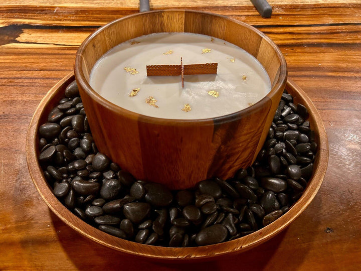 The Big A Luxury Candle 10 lb / 4.5kg Oversized Wood Bowl Candle, Strong Scented Statement Candle, Luxury Home Fragrance Gift - Stumps Custom Wood
