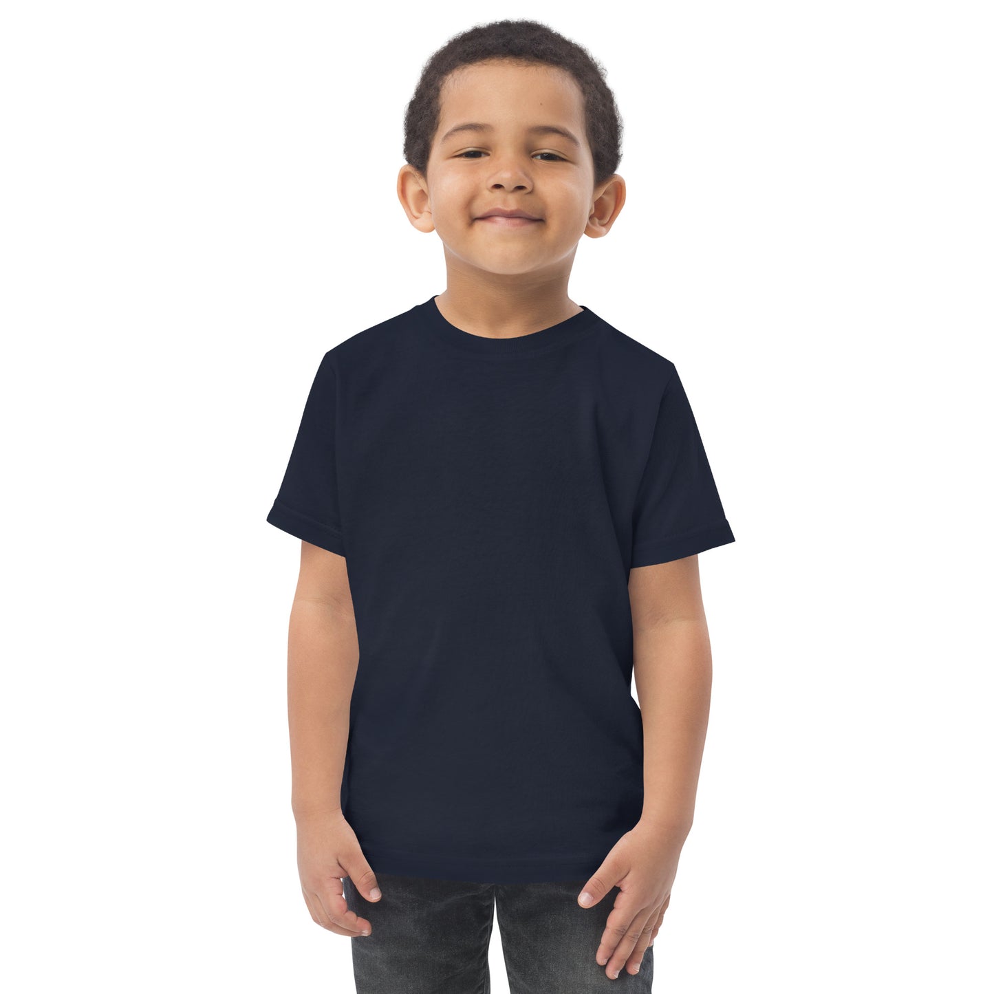 Stumps Custom Wood Toddler jersey t-shirt in navy, perfect for adventure with soft and durable fabric.