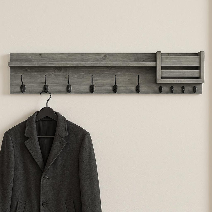 Wall Mounted Entryway Organizer: Wood Shelf, Mail &amp; Key Holder - Stumps Custom Wood