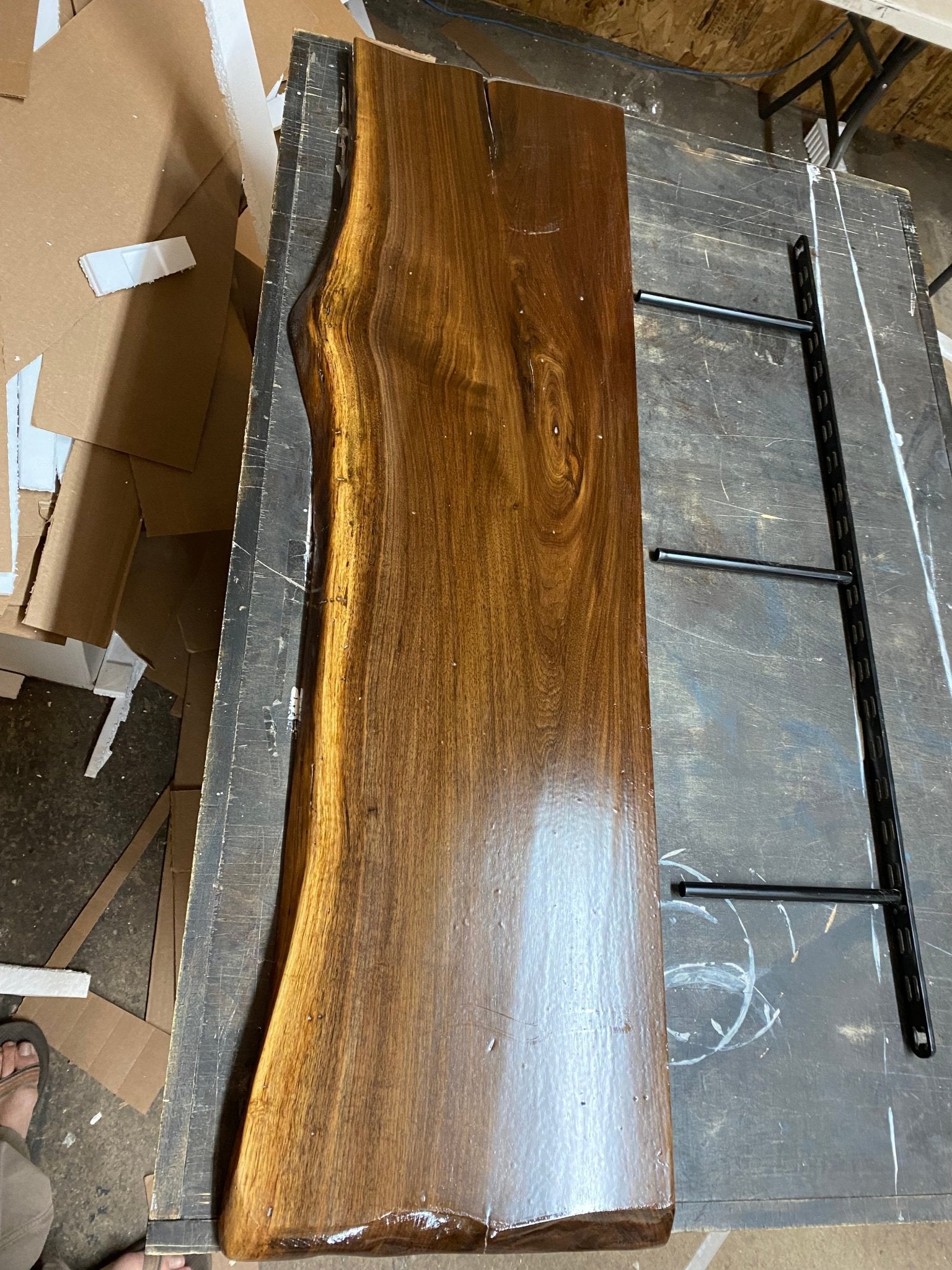 Walnut Live Edge Shelf: Rustic Floating Wall Shelves for Home & Office - Stumps Custom Wood