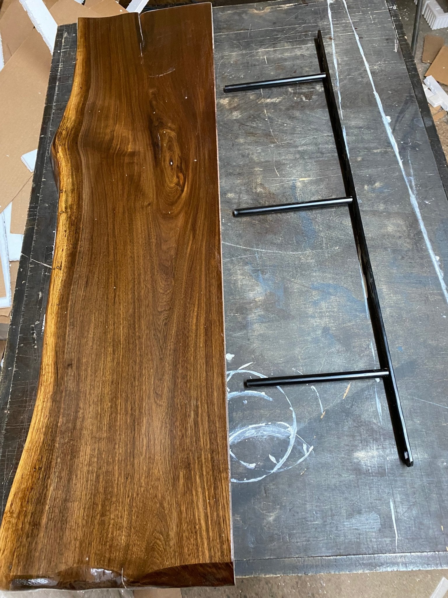 Walnut Live Edge Shelf: Rustic Floating Wall Shelves for Home & Office - Stumps Custom Wood