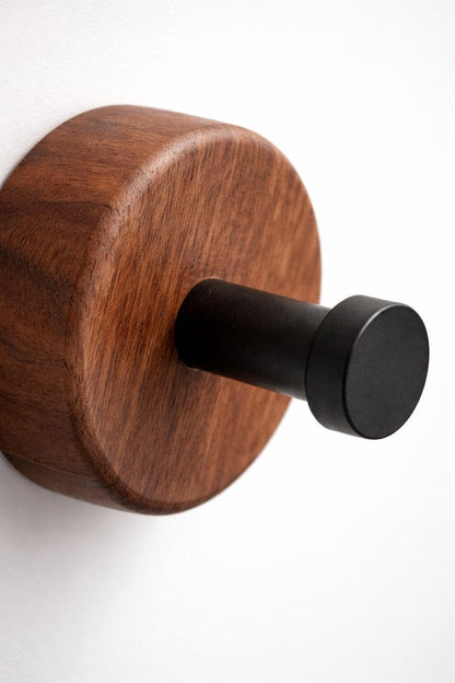 Walnut Wall Hook Modern Wood Bag & Coat Hanger Keyhole Mount - Stumps Custom Wood