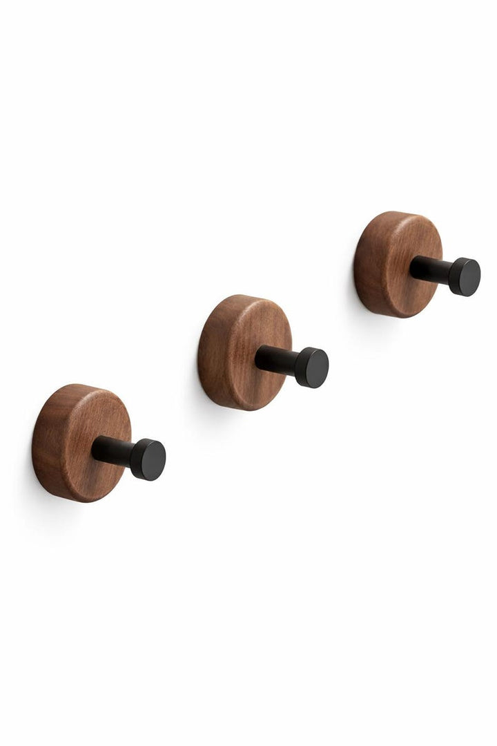 Walnut Wall Hook Modern Wood Bag &amp; Coat Hanger Keyhole Mount - Stumps Custom Wood